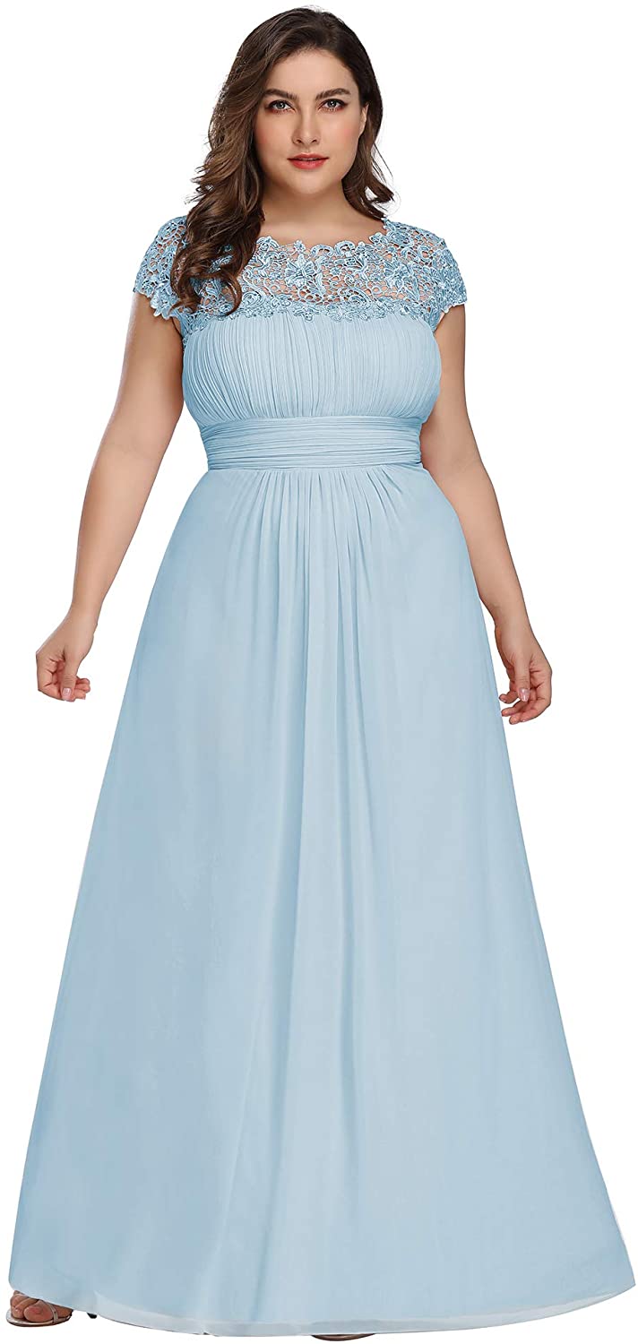 Price:$64.99 Ever-Pretty Women's Plus Size Lace Cap Sleeve Long Formal Evening Party Maxi Dresses 9993PZ at Amazon Women’s Clothing store
