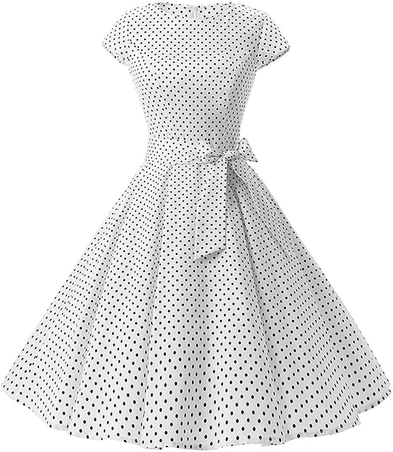 Price:$23.99 TINTAO Womens 50s Style Polka Dot Cocktail Party Rockabilly Vintage Dress with Cap Sleeve, D107 at Amazon Women’s Clothing store
