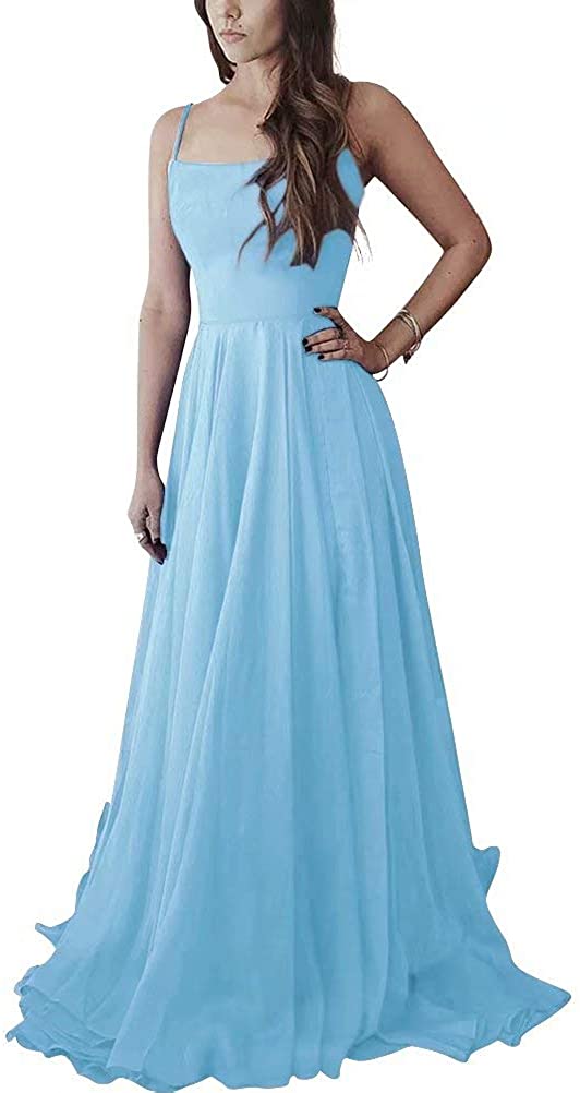 Price:$65.98 MUZUZZI Women's A Line Chiffon Lace Up Back Party Gowns at Amazon Women’s Clothing store