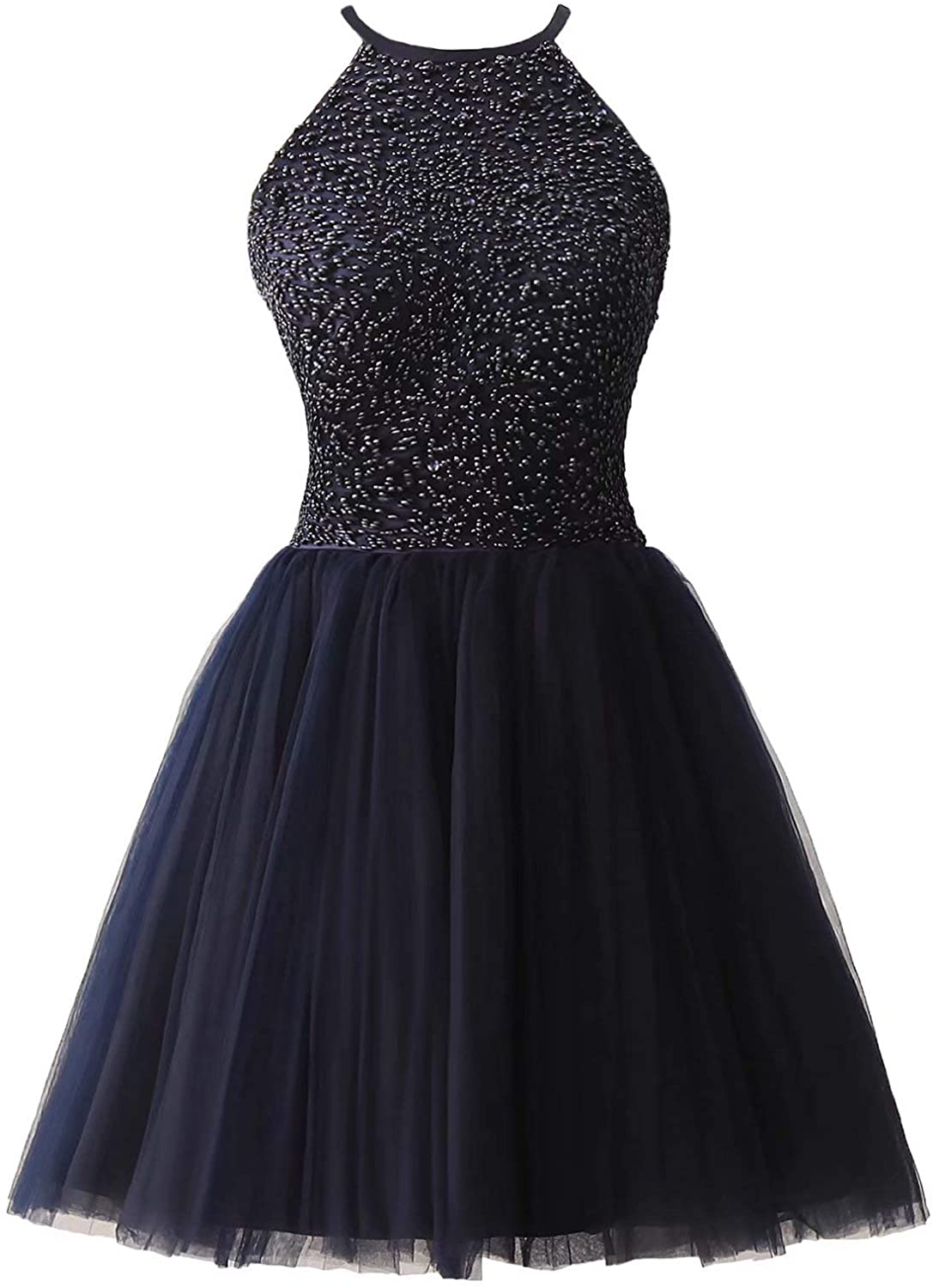 Price:$19.00 Ubridal Short Beading Keyhole Back Tulle Homecoming Dresses Prom Gowns at Amazon Women’s Clothing store