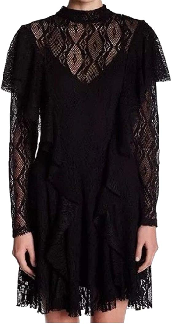 Price:$30.61    Free People Womens Lace Fit & Flare Party Dress Black S  Clothing