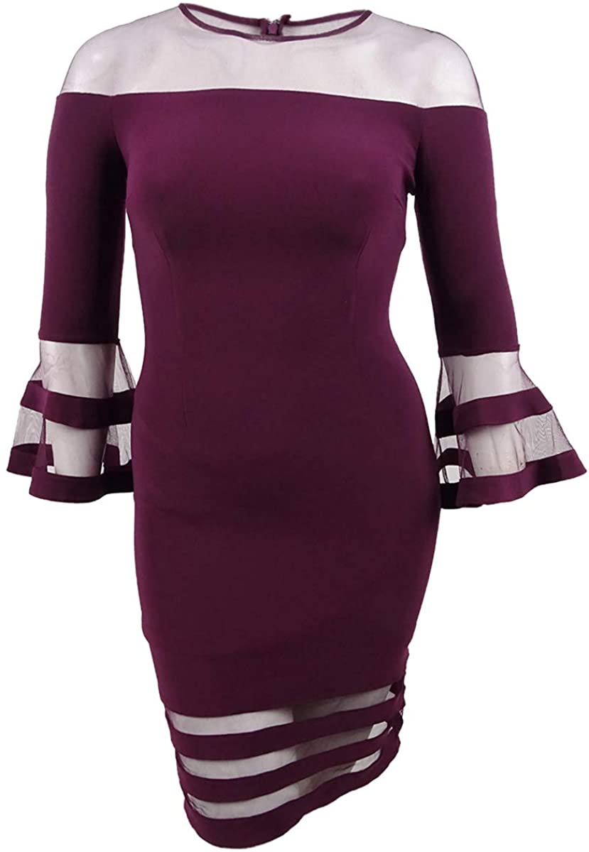 Price:$59.49    Betsy & Adam Women's Illusion-Stripe Sheath Dress (14, Wine)  Clothing