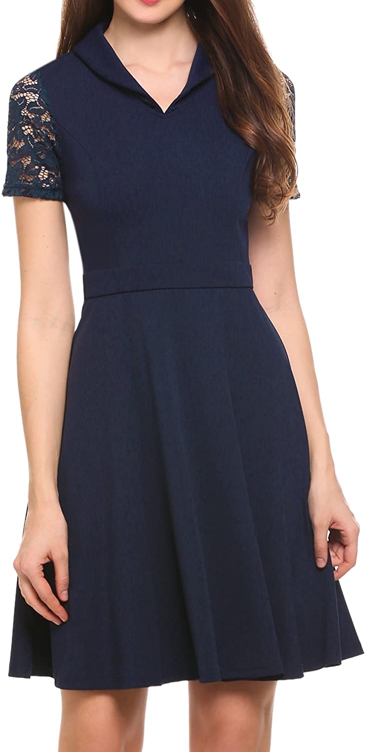 Price:$5.99 Hotouch Women Lace Floral Vintage Elegant Cocktail Bridesmaid Party Dress at Amazon Women’s Clothing store
