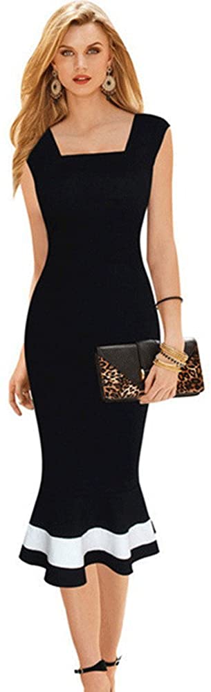 Price:$17.99    Women's Vintage Midi Sheath Business Causal Office Party Wiggle Dress  Clothing