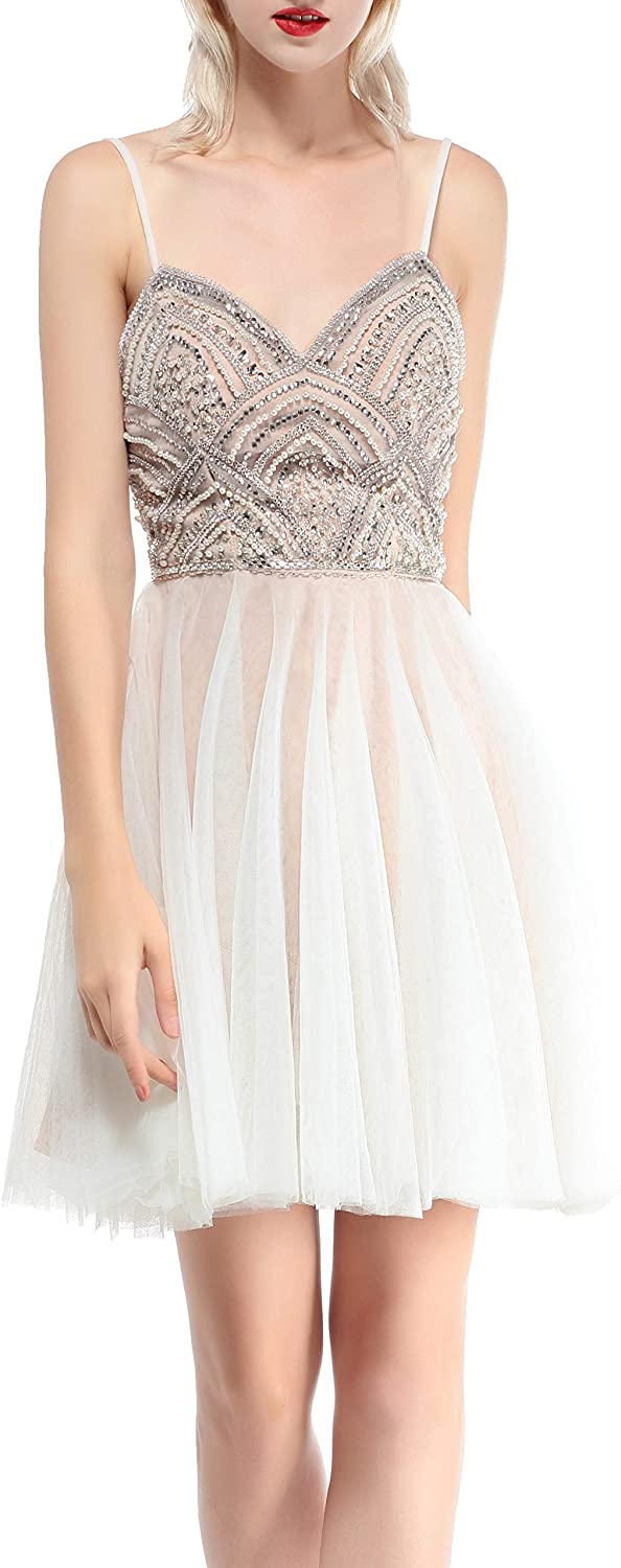 Price:$89.99    LOVIERA Women's Homecoming Dresses Prom Evening Gowns Bridesmaid Dresses Halterneck Beading Open Back 2018  Clothing