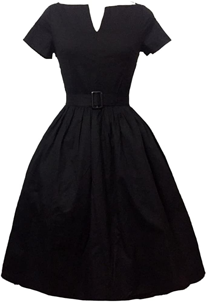 Price:$28.79    Tecrio Women 1950's Vintage Audrey Hepburn Style V Boat Neck Bridesmaid Dress  Clothing