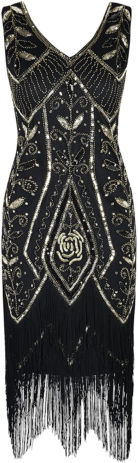 Price:$28.99    PrettyGuide Women Flapper Dress 1920s Gatsby Art Deco Fringed Sequin Cocktail Dress  Clothing