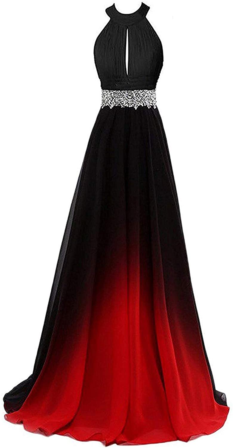 Price:$78.99    ZVOCY Gradient Prom Dress Formal Evening Gowns Beaded Ombre Chiffon Long Prom Party Dresses  Clothing