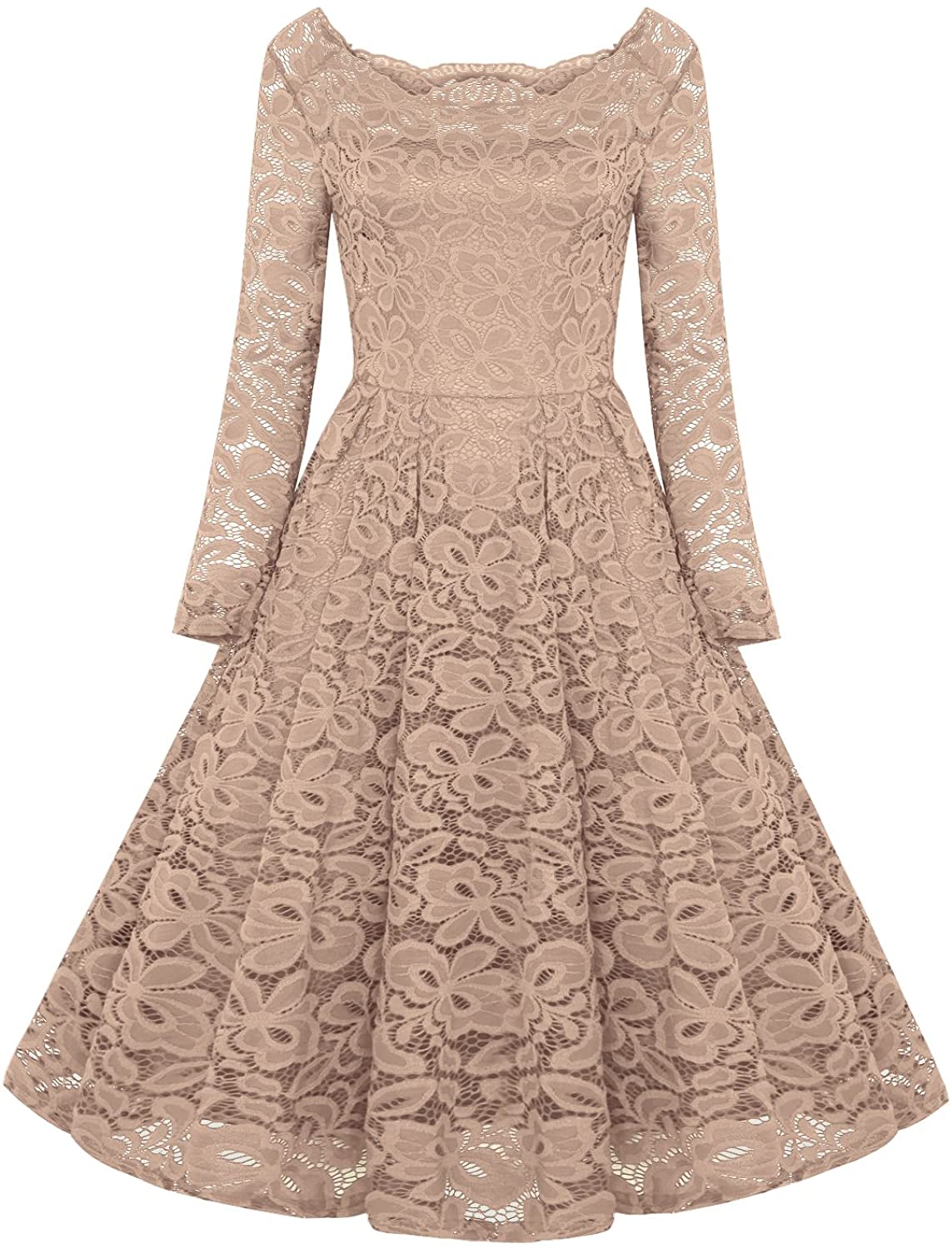 Price:$28.99    SYLVIEY Womens Off Shoulder Lace Wedding Homecoming A-Line Cocktail Dress (Medium, Beige)  Clothing