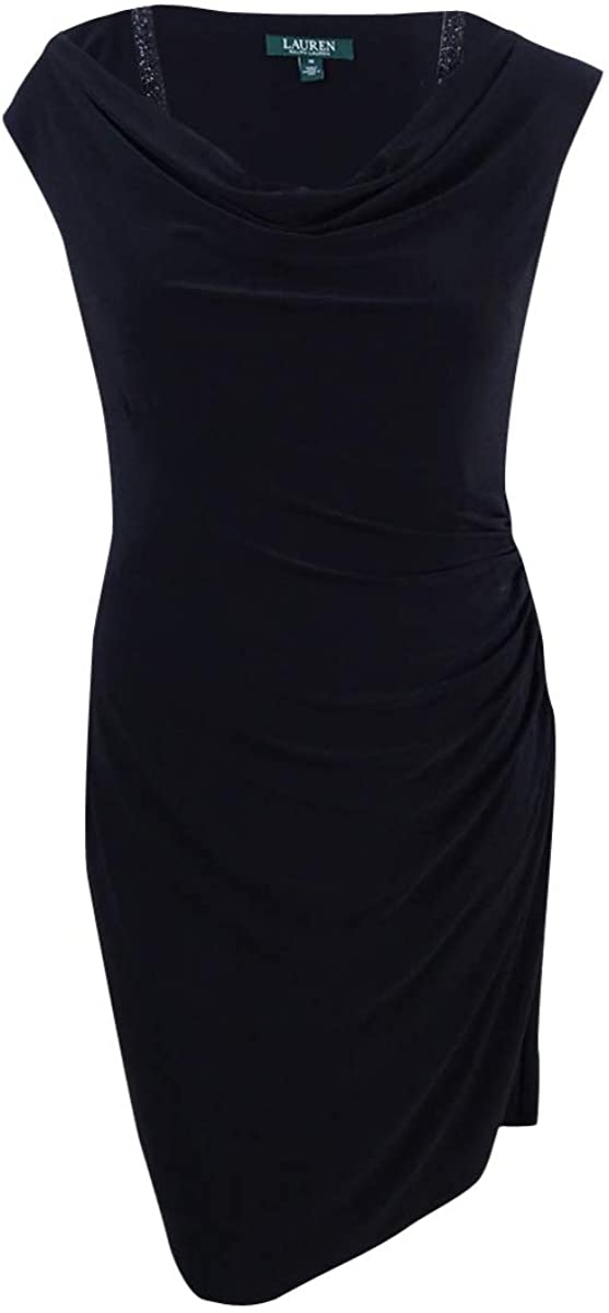Price:$41.01    LAUREN RALPH LAUREN Womens Beaded Cowl Neck Cocktail Dress Black 4  Clothing