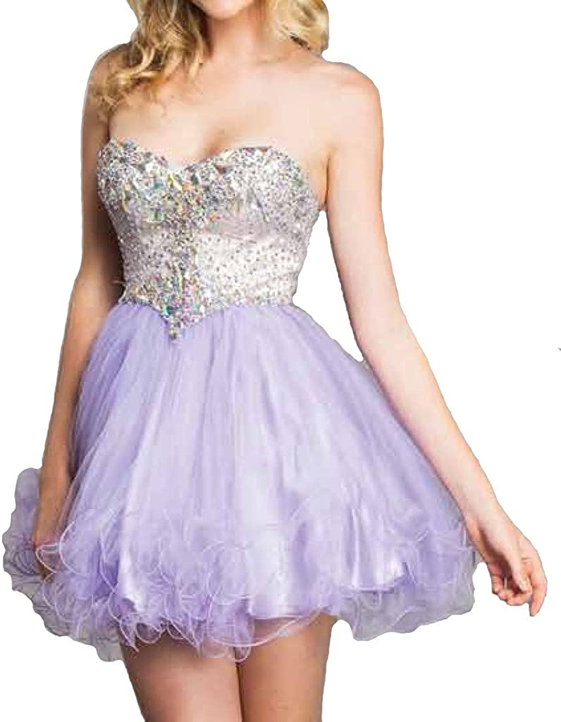 Price:$79.99    Meier Women's Strapless Rhinestone Sweet 16 Homecoming Prom Short Tulle Dress  Clothing