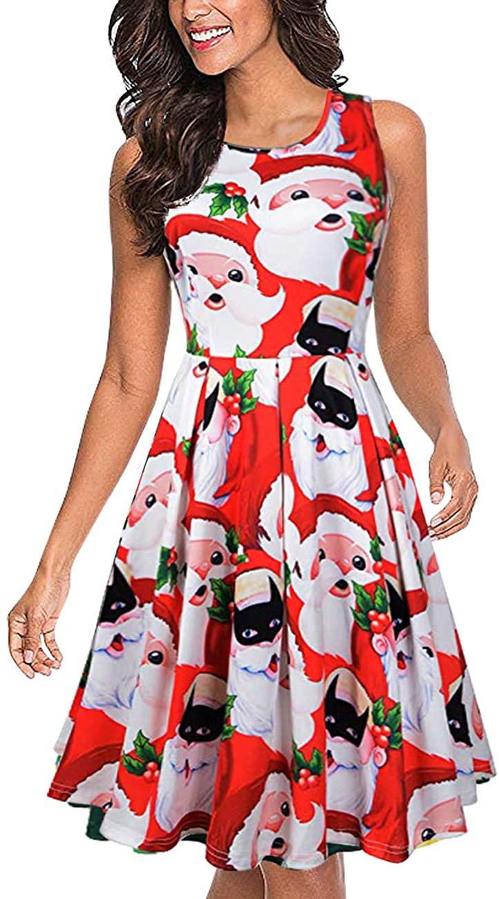 Price:$7.60    CUQY Women's Sleeveless Tank Flare Swing Cocktail Dress with Pockets  Clothing