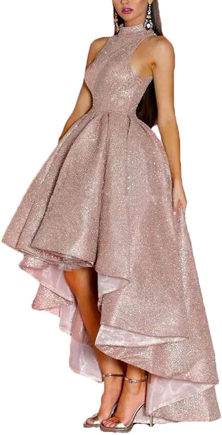 Price:$84.00    CIRCLEWLD Sparkly Prom Homecoming Dresses Hi Lo High Neck Sweet 16 Party Ceremony Gown P223  Clothing