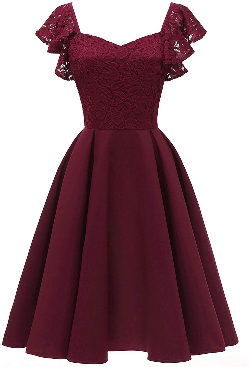 Price:$30.99 TJSBLJJYXGS Floral Lace Butterfly Sleeve Shirt V Neck Solid Backless Evening Swing Dress at Amazon Women’s Clothing store