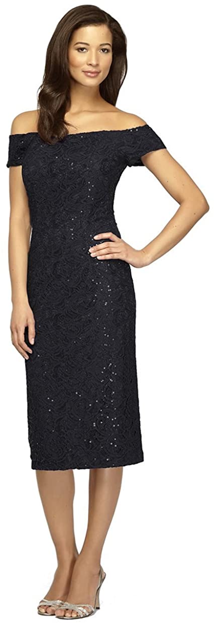 Price:$188.86    Alex Evenings Women's Plus-Size Off The Shoulder Sequin Lace Dress, Black, 20W  Clothing