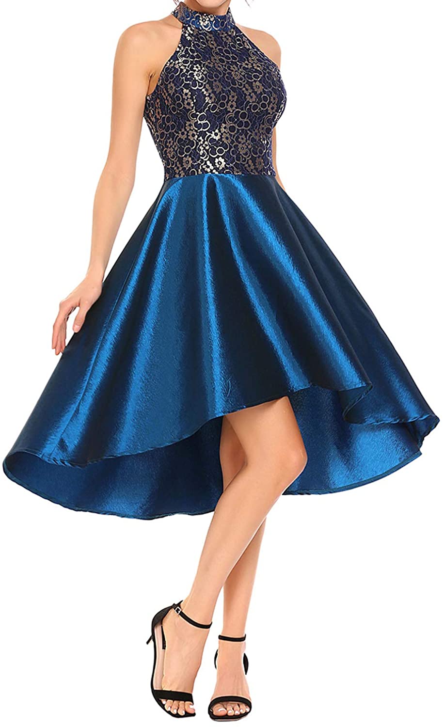 Price:$23.99    Novia's Choice Women Retro Halter Floral Lace Cocktail Evening Party Dress Ball Gown Prom Dress  Clothing