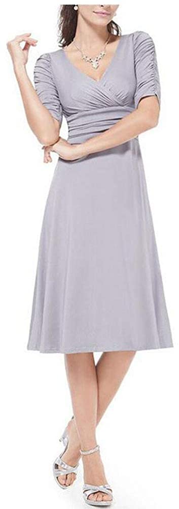Price:$25.99    Artkingdome Business Style Dress Office Lady OL Solid Party Dinner Dress Light Grey  Clothing