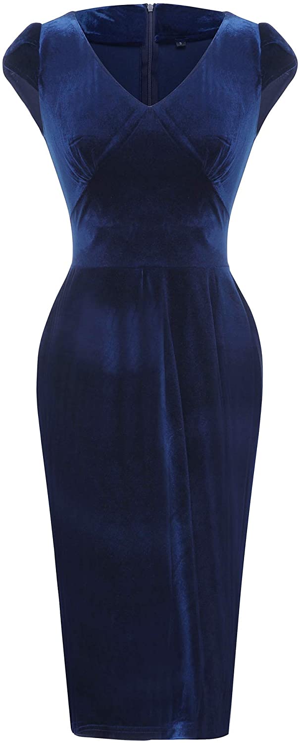 Price:$26.99    GownTown Women's Velvet Cap Sleeves Wiggle Dress  Clothing