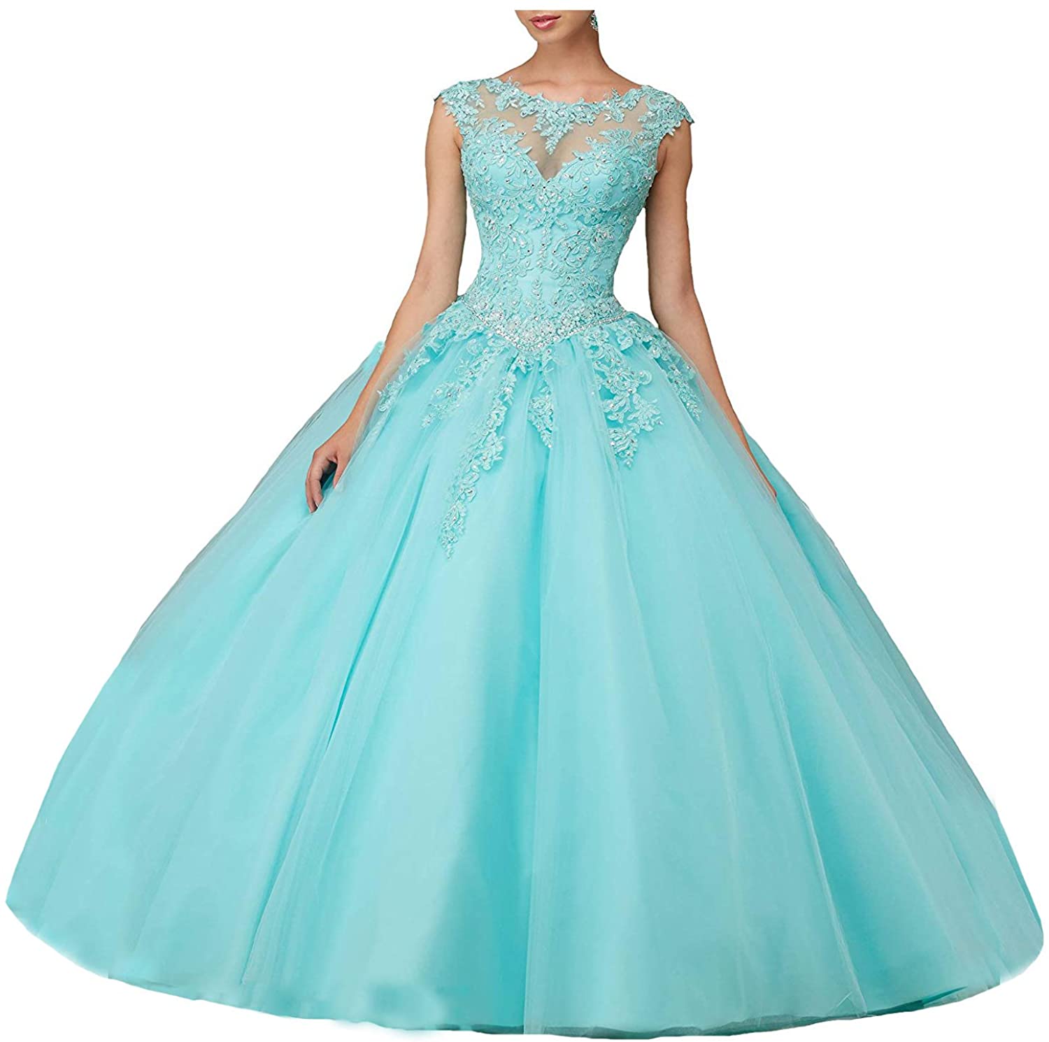 Price:$89.99 Jianda New Women's Girl's Boat Neck Floor Length Ball Gowns Quinceanera Dress at Amazon Women’s Clothing store