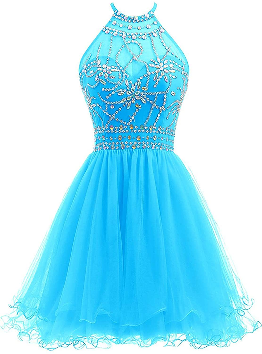 Price:$63.99    Asoiree Women's Sequins Homecoming Party Dress Halter Backless Prom Evening Gowns  Clothing