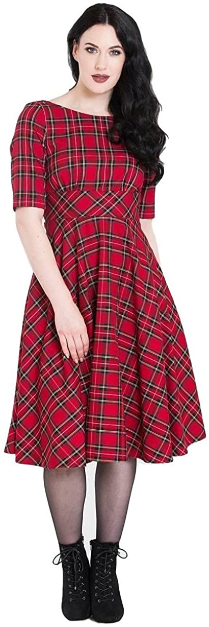 Price:$69.44    Hell Bunny Irvine Tartan 1950's Vintage Retro Dress XS-4XL  Clothing