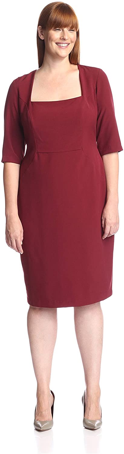 Price:$69.00    SOCIETY NEW YORK Women's Square Neck Dress, Ruby, 2X  Clothing