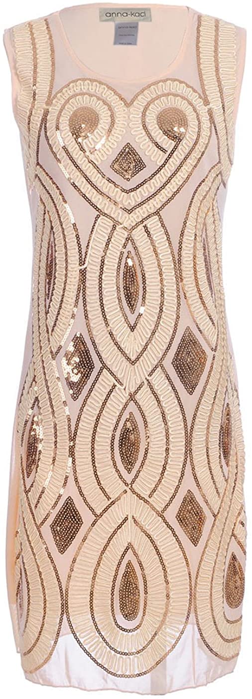 Price:$19.99    Anna-Kaci Womens Sleeveless 1920s Art Deco Floral Sequin Flapper Dress  Clothing