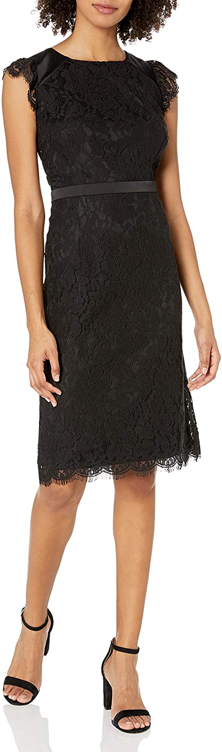 Price:$40.99 kensie Women's Lace Midi Length Party Sheath Dress with Tie Back at Amazon Women’s Clothing store