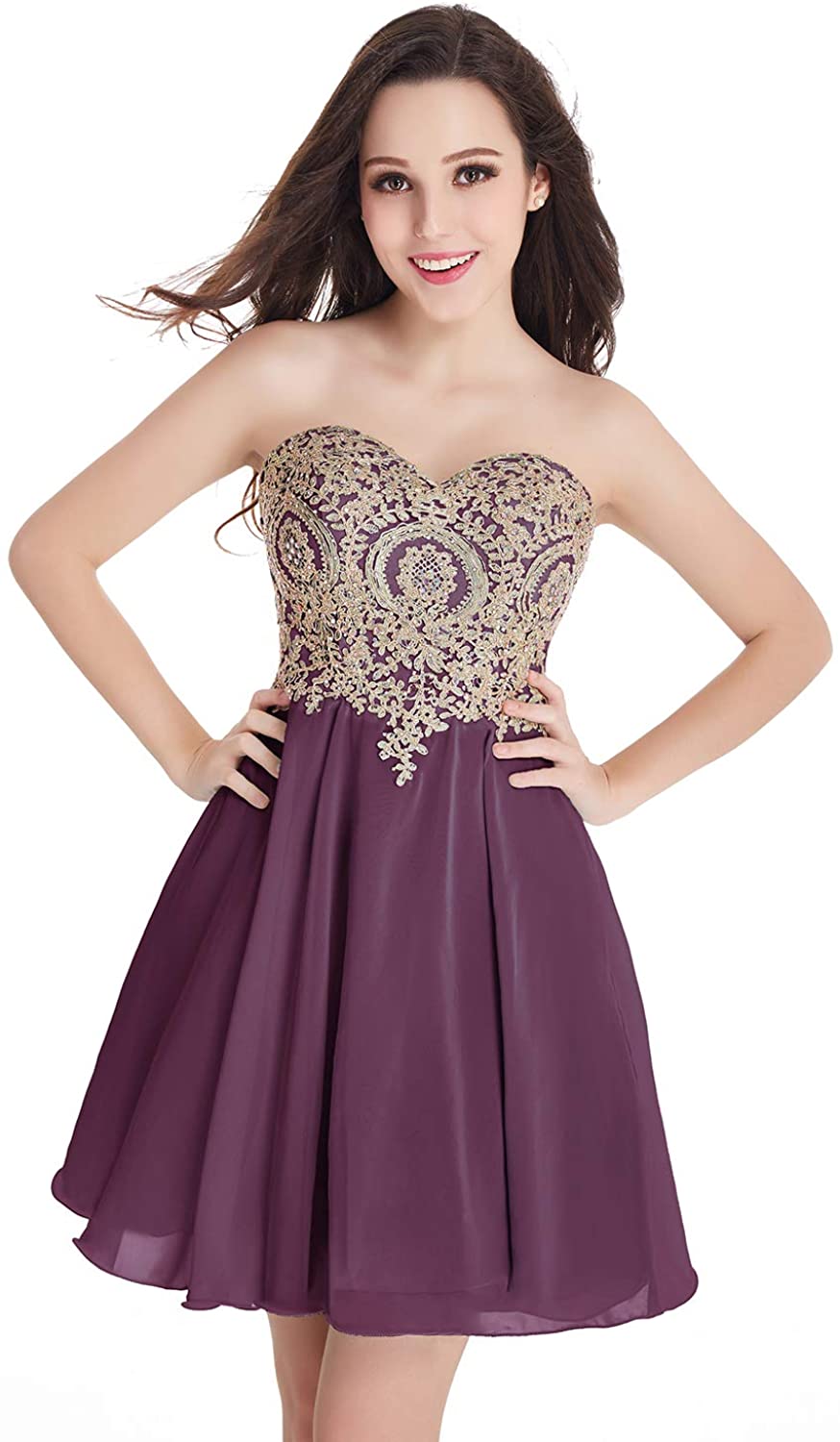 Price:$34.99 Babyonlinedress Babyonline Junior's Gold Lace Short Homecoming Dresses at Amazon Women’s Clothing store