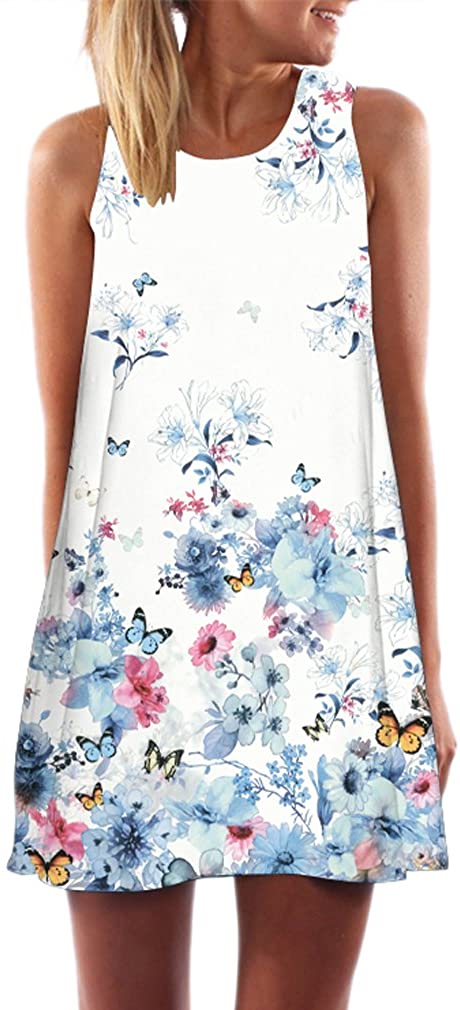 Price:$3.99 Honghu Women's Summer Casual Sleeveless Cartoon Printed Short Dress at Amazon Women’s Clothing store