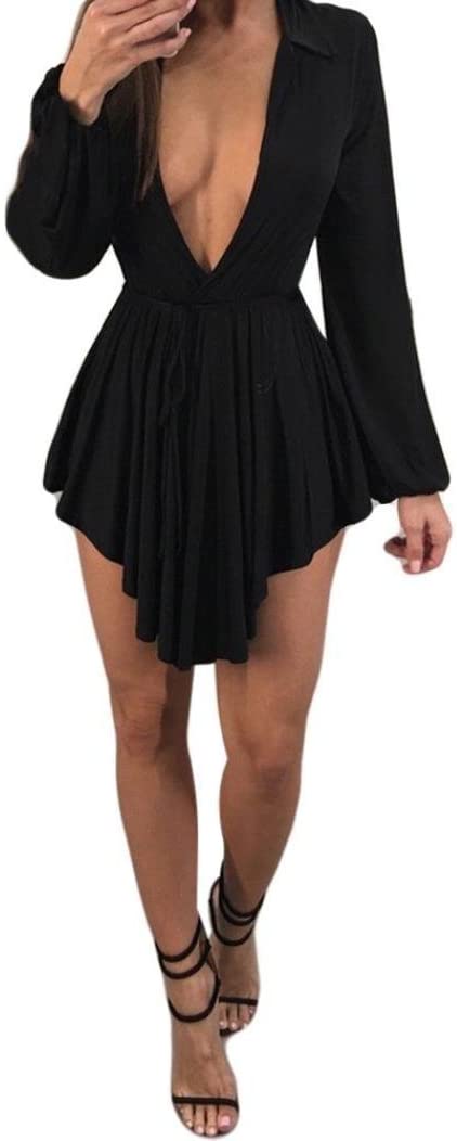 Price:$8.99    Usstore Dress for Women Sexy Deep-V Pullover Long Sleeve Party Vintage Evening Cocktail Dresses  Clothing