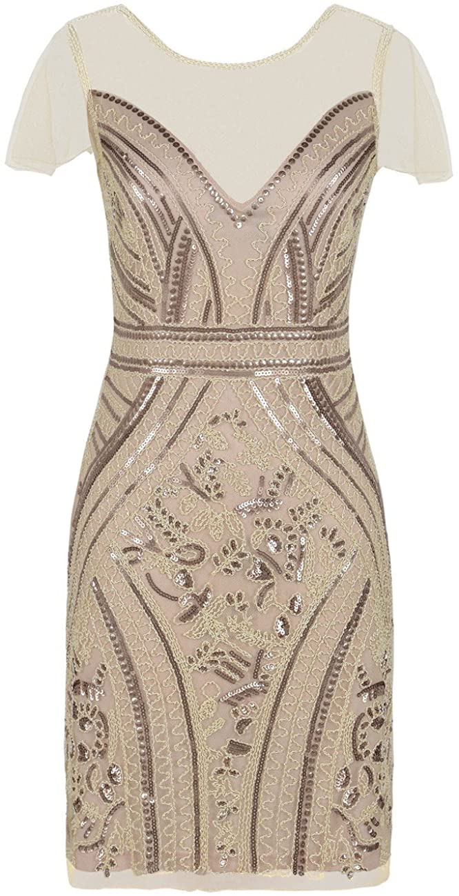 Price:$17.99    kayamiya Women's 1920s Flapper Dresses Sequins Art Deco Cocktail Gatsby Dress  Clothing