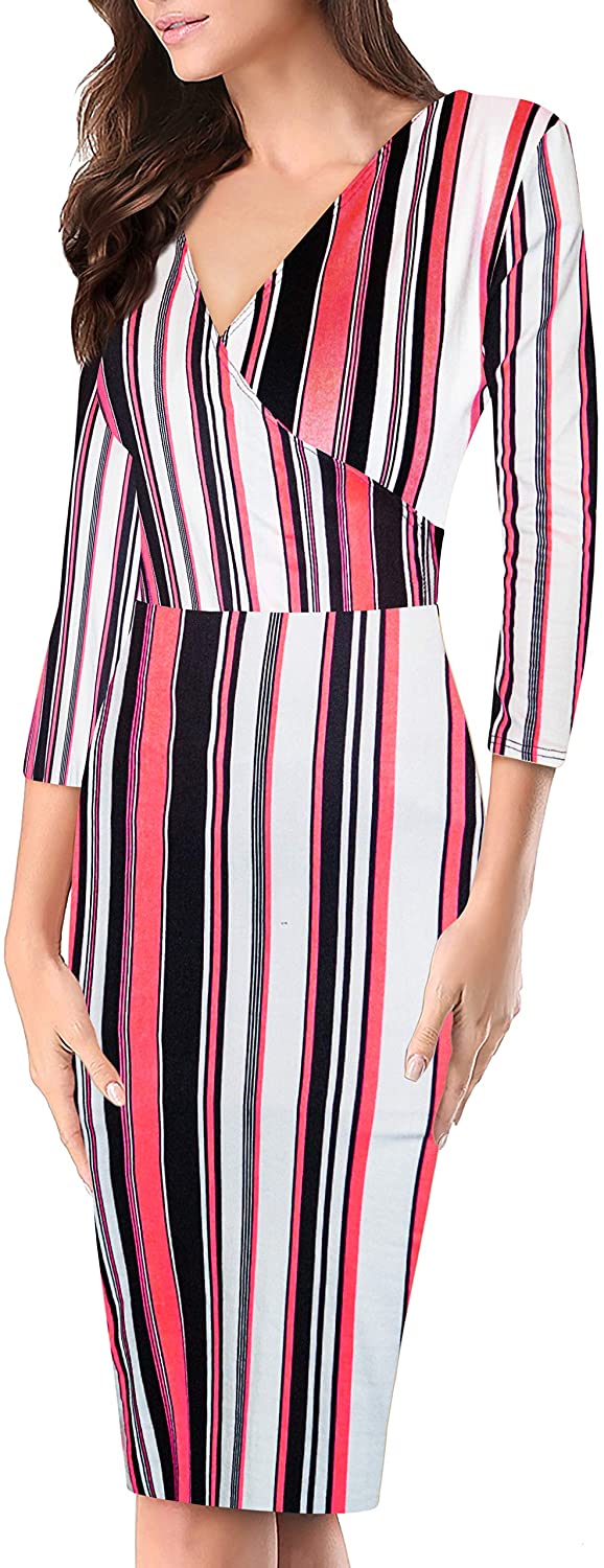 Price:$28.79    Women's Super Comfy Plum Cross V Neck MIDI Dress KDR44322X 10740 NEONPINKIV 1X  Clothing