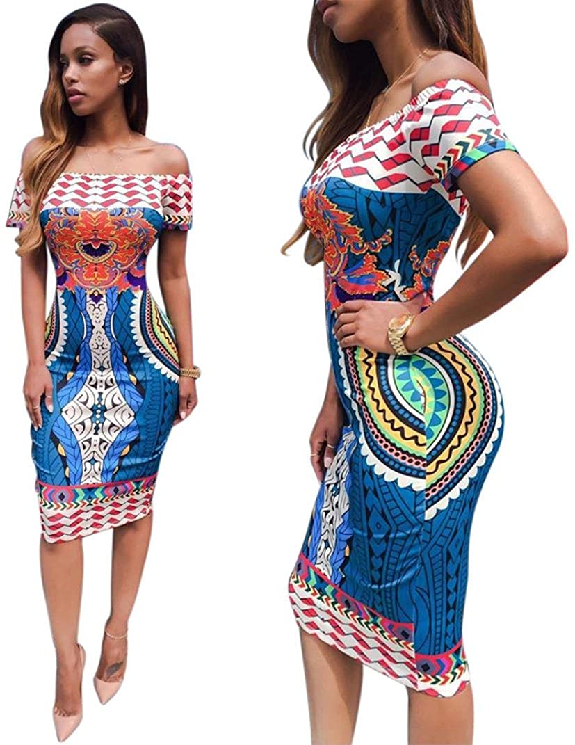 Price:$8.69    Franterd Women Mini Dresses, Traditional African Print Dashiki Bodycon Short Dress  Clothing