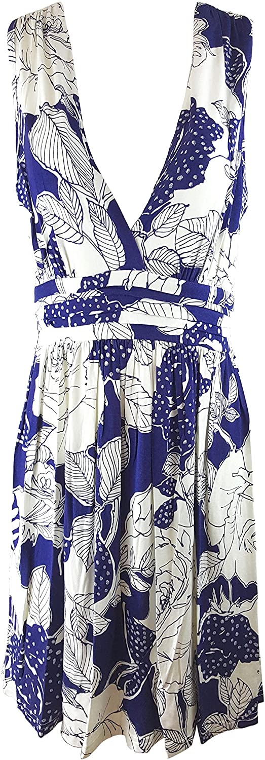 Price:$14.99    Chanceful Women's Vintage Overlap Backless Glitter Floral Printed Pleated Dress  Clothing