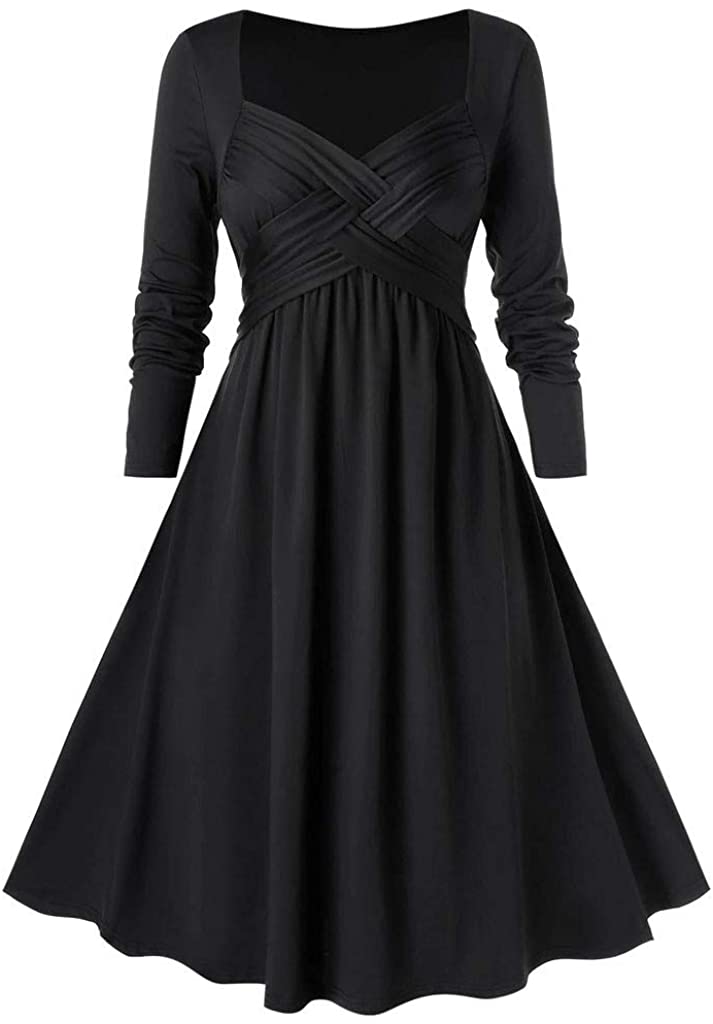 Price:$6.06    Succper Women's Vintage 50s V-Neck Sleeveless Cross Wrap Cocktail Skater Swing Dress  Clothing