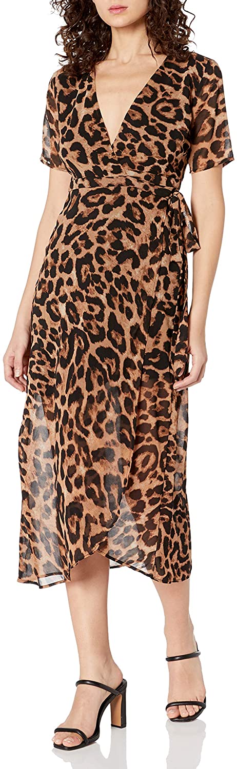 Price:$62.66 Bardot (BAU7N) Women's V-Neckline Midi Length Skirt Curved Hem Sheer Short Sleeves Party Dress at Amazon Women’s Clothing store