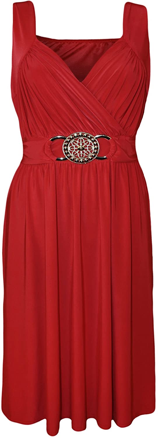 Price:$15.01    PaperMoon Women's Plus Size Buckle Party Dress - Red - US 20-22 (UK 24-26)  Clothing