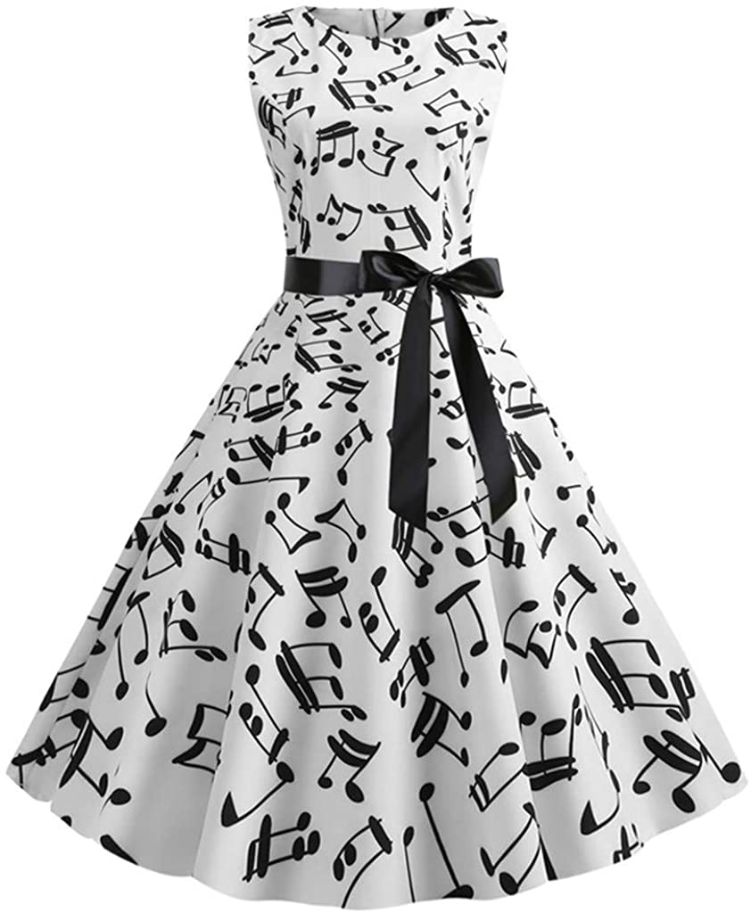Price:$0.38    Whear Women's Vintage Sleeveless Tea Dress 1950s Elegant Floral Rockabilly Prom Retro Swing Cocktail Party Dress  Clothing