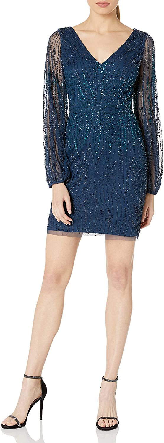 Price:$194.12    Adrianna Papell Women's Short Beaded Cocktail Dress  Clothing