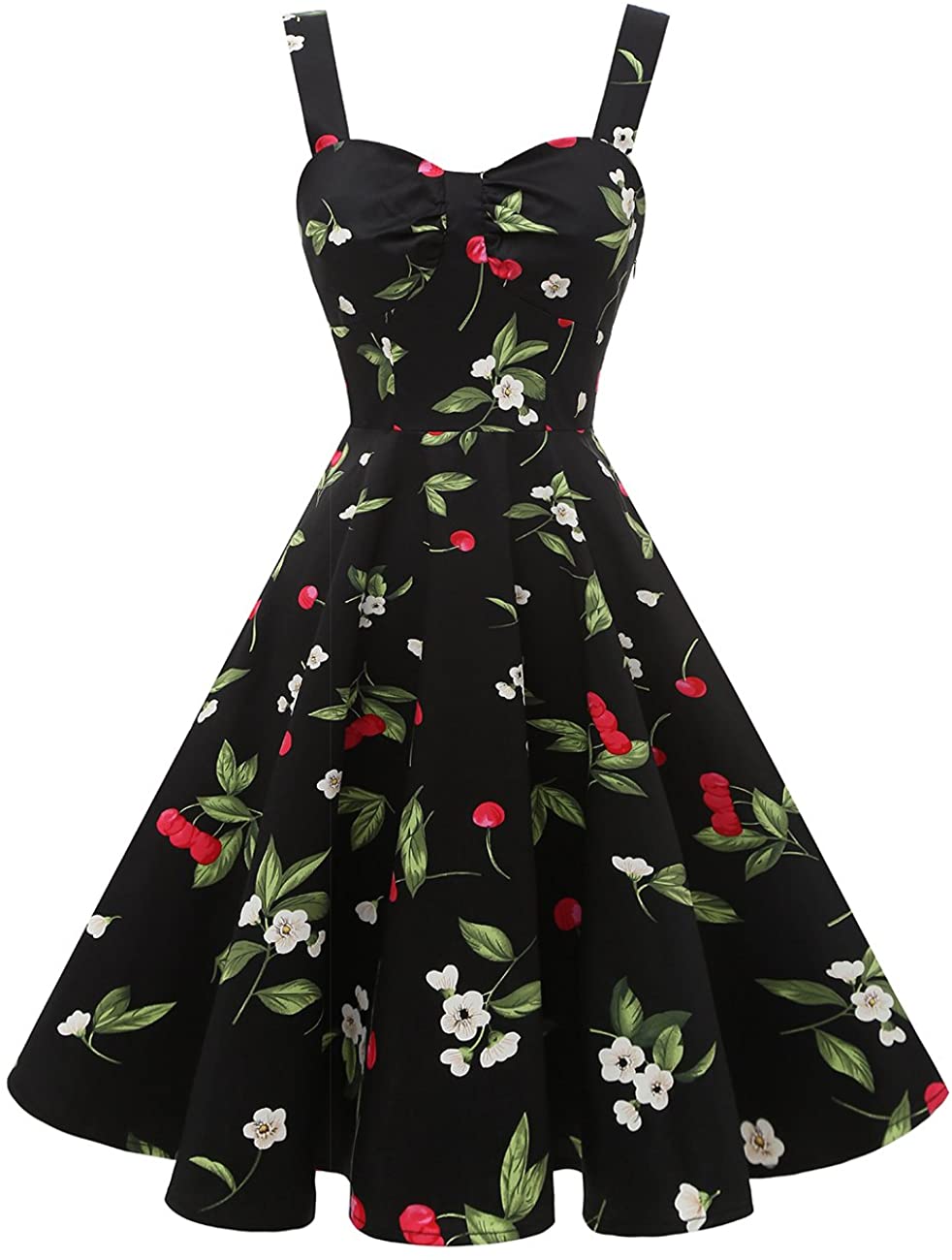Price:$15.99 DRESSTELLS 1950s Retro Audrey Swing Pinup Rockabilly Dress Pleated Vintage Dress at Amazon Women’s Clothing store