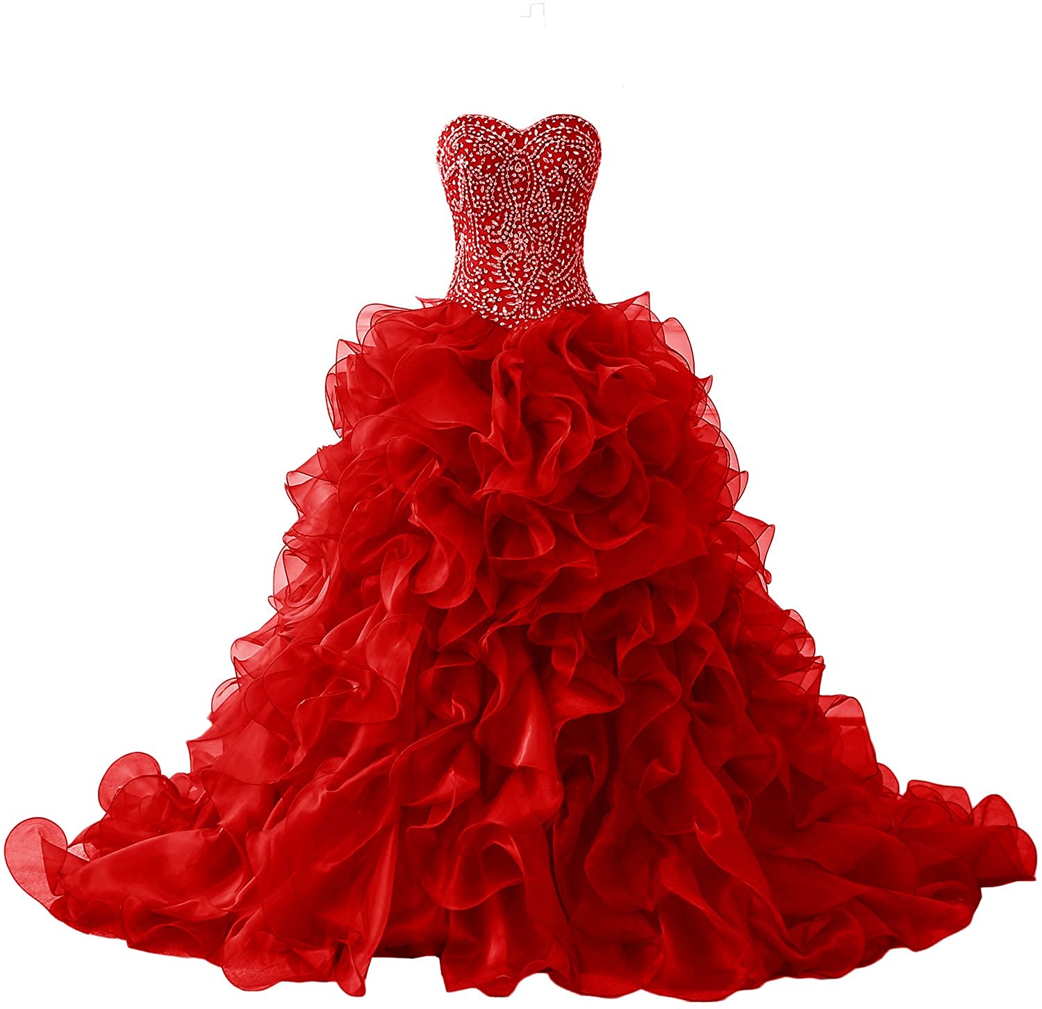 Price:$115.90 XSWPL Gorgeous Heavy Beaded Organza Quinceanera Dresses for Sweet 16 Ball Gowns at Amazon Women’s Clothing store
