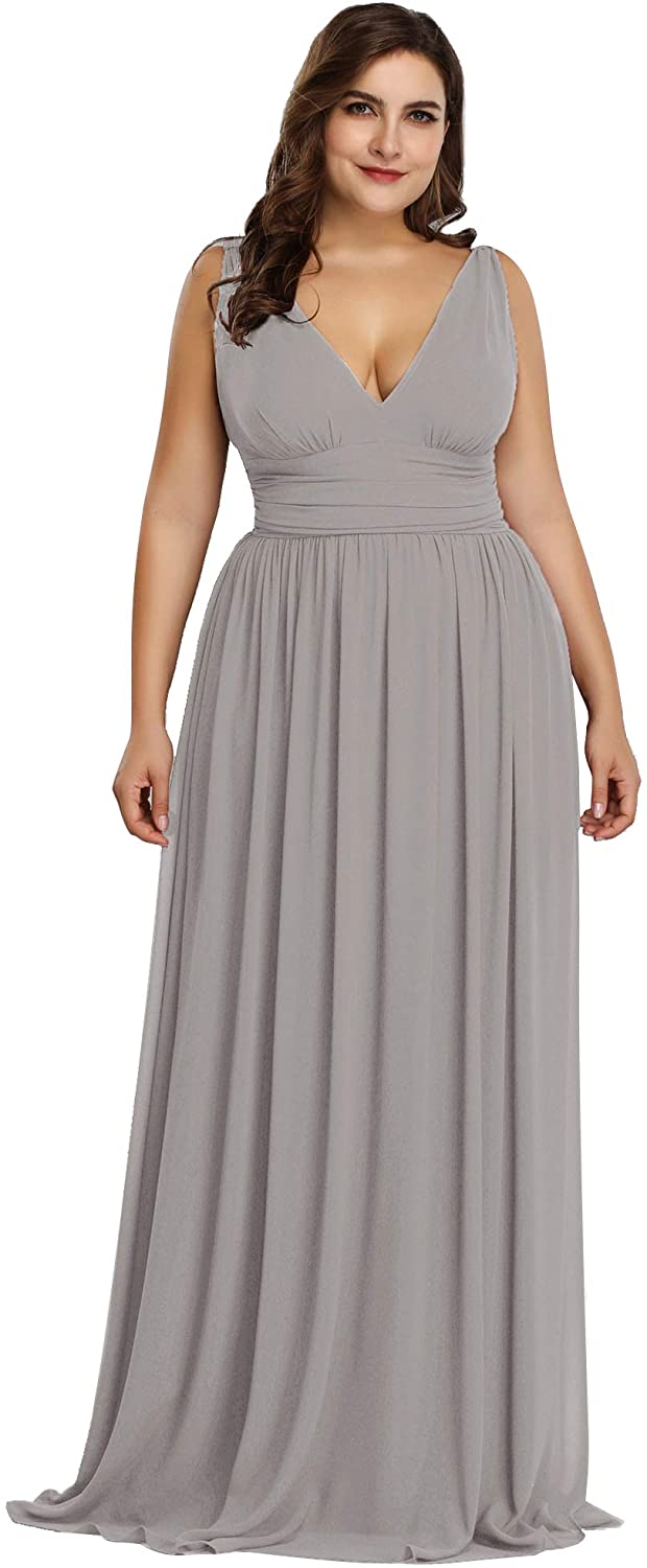 Price:$54.99    Ever-Pretty Women's Plus Size Chiffon Double V-Neck Semi-Formal Evening Party Maxi Dresses 9016PZ  Clothing