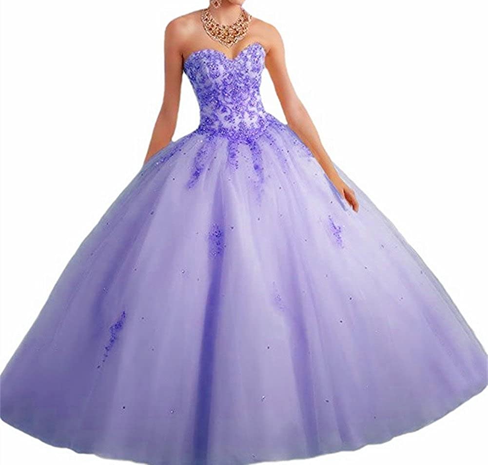 Price:$99.00    Vnaix Bridals Princess Lace with Tulle Sweet 16 Prom Quinceanera Dress(10,Lilac)  Clothing
