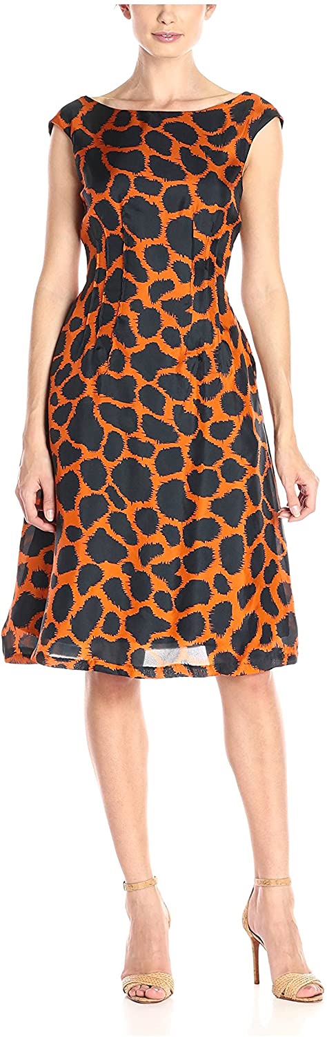 Price:$53.93    Melissa Masse Women's Short Sleeve Fit and Flare Graphic Printed Dress  Clothing