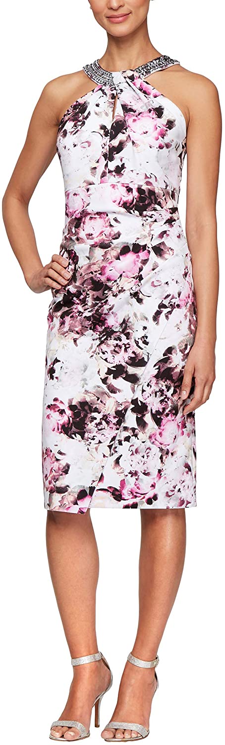 Price:$113.97 Alex Evenings Women's Short Crepe Halter Neck Dress at Amazon Women’s Clothing store