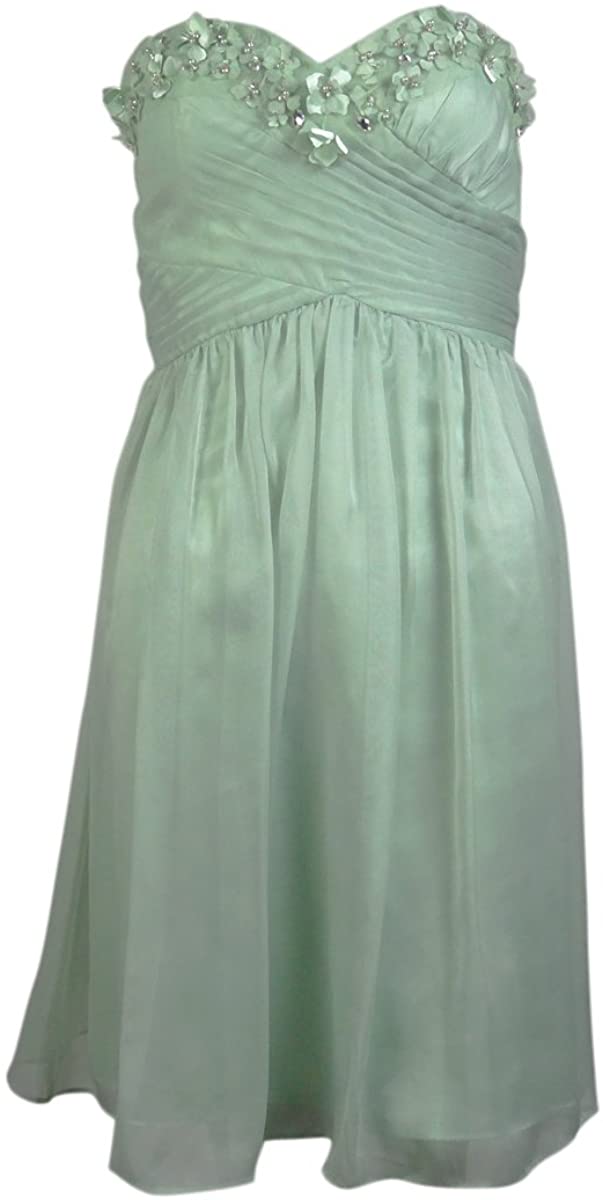 Price:$19.95 Adrianna Papell Women's Beaded Applique Strapless Chiffon Dress at Amazon Women’s Clothing store