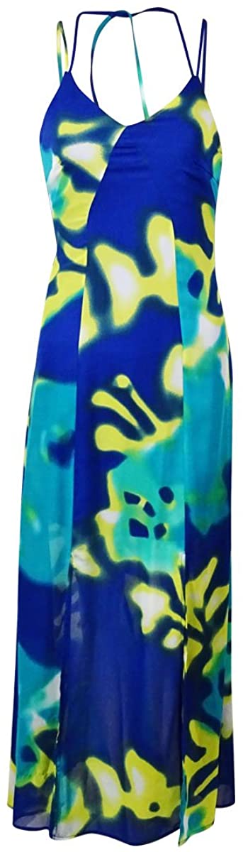 Price:$49.97    Calvin Klein Women's Spaghetti Printed Crepe Dress (2, Byzantine/Citron)  Clothing