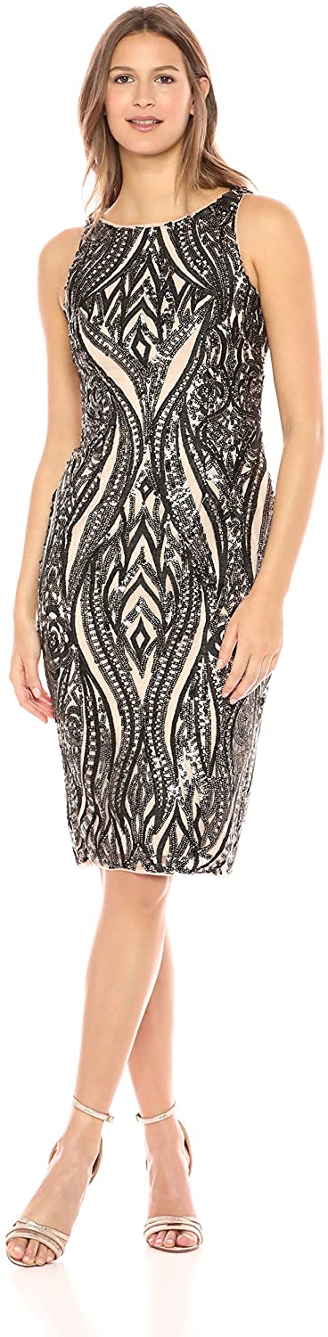 Price:$54.49    Adrianna Papell Women's Short Sleeve Convertible Color Sequin Cocktail Dress  Clothing