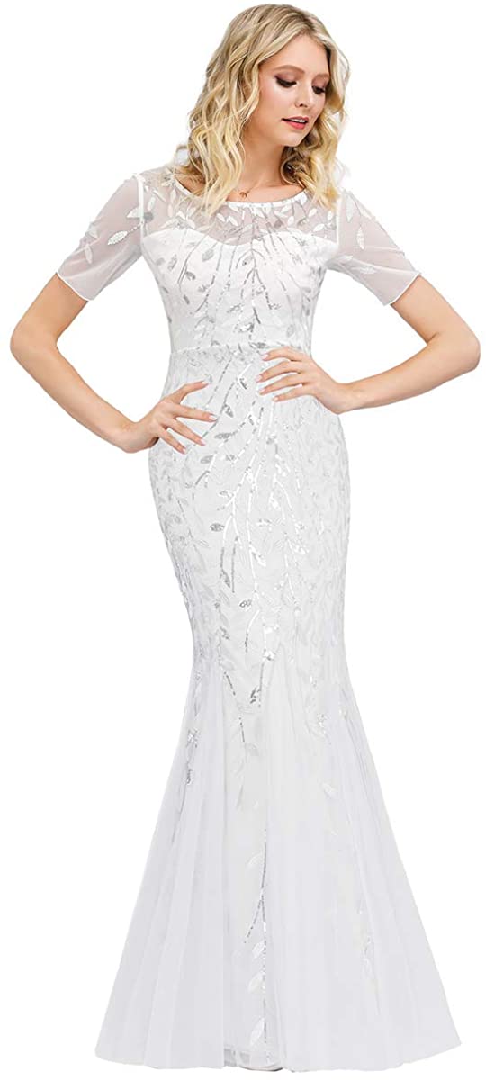 Price:$54.99    Ever-Pretty Women's Illusion Embroidery Elegant Mermaid Evening Dress 07707  Clothing
